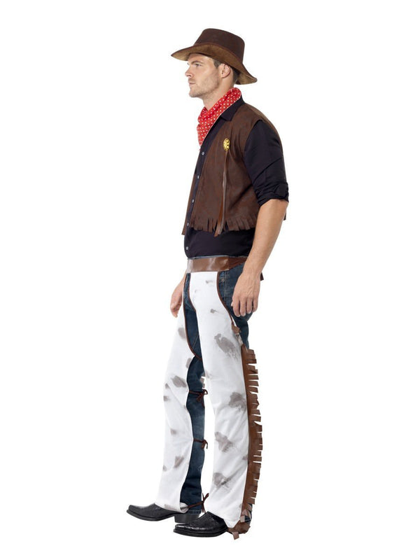 Smiffy's Men's Fringe Cowboy Costume with Waistcoat Chaps Neckerchief and  Hat, Brown, Medium : : Clothing, Shoes & Accessories