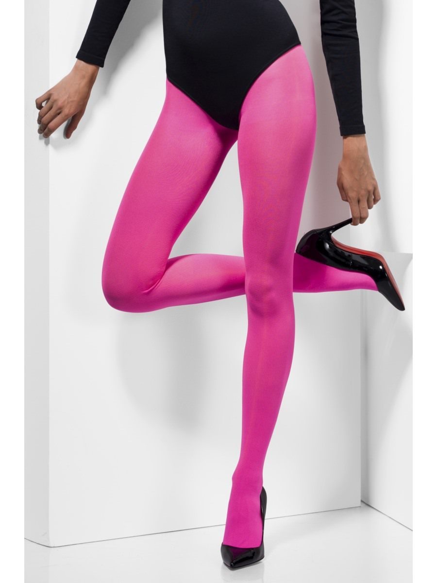 Smiffys womens Opaque Footless Tights, Neon In Display Box